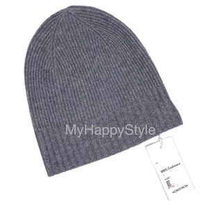 NORDSTROM 100% Cashmere Gray Knit Beanie Hat NEW Grey Ribbed